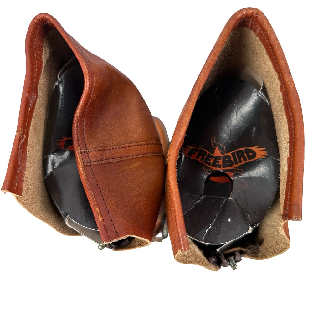 Freebird Steven Rodondo Whiskey Leather Tall Western Boots Women 7 Studded Zip - Picture 7 of 14